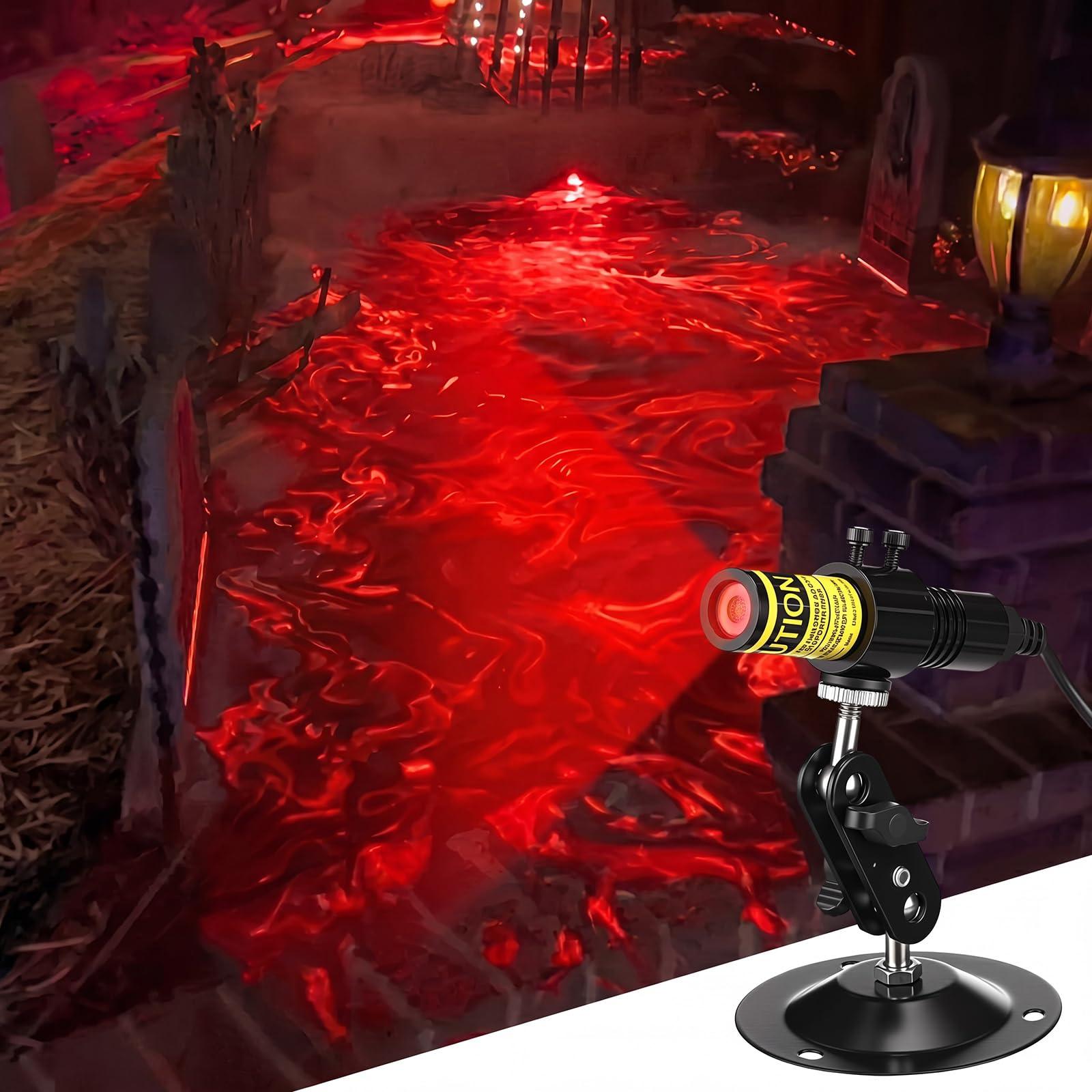 Halloween Laser Swamp Light Works with Low Lying Fog Machine (Not included), Laser Projector Laser Pointer High Power IP67 Waterproof 360-Degree Adjustable Halloween Decor Creepy Haunted House Decor Garden DIY Halloween Witch Decorations for Yard