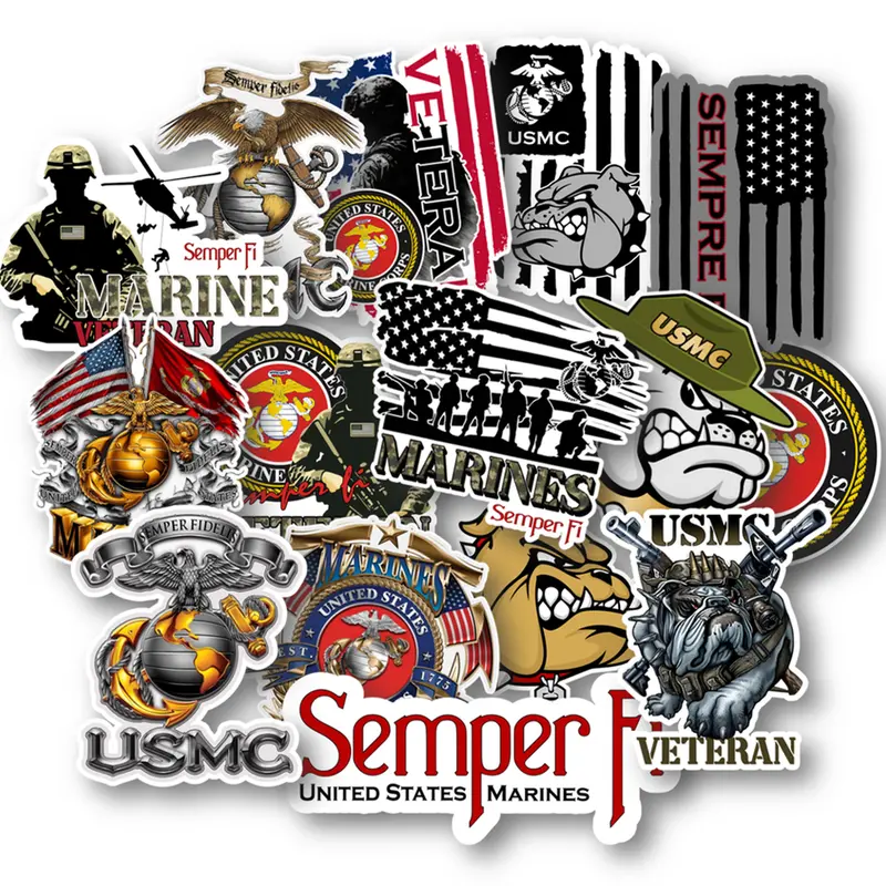 15 pc USMC VET Hard Hat Stickers Tool Box Helmet Vinyl Sticker decals. Durable Veteran