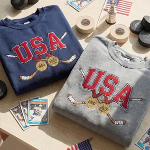 Embroidered USA Hockey Sweatshirt, Miracle On Ice 1980 2026 Shirt, Team USA Olympic Fan Gift, Hockey Stick Crewneck, Winter Sports Apparel