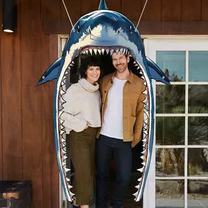 2D Shark Themed Party Banner, Shark Party Door Decoration, Sea Animal Photo Backdrop, Shark Door Cover, Birthday Party Props