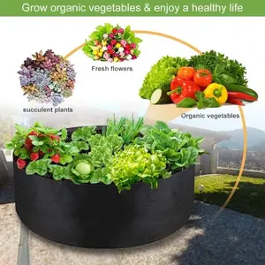 Round Garden Bed, Breathable Felt Planting Container, Plant Growing Container for Indoor & Outdoor Planting Plants, Flowers, Vegetables & Fruits