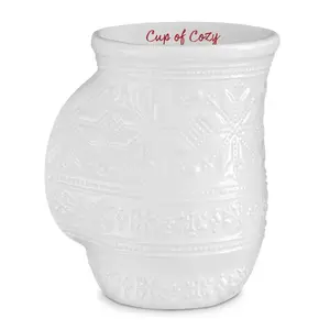 212 MAIN 16 oz Ceramic Snowflake Reusable Handwarmer Mug - Washable Kitchenware Drinkware for Coffee, Beverage