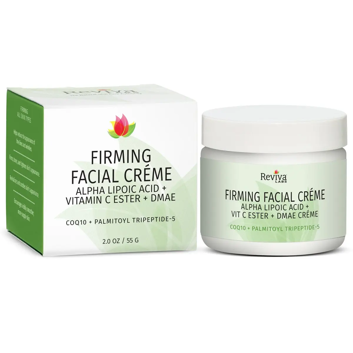 Reviva Labs Firming Cream with DMAE, Alpha Lipoic Acid & Vitamin C – Lift & Tone for Face & Neck, 2 oz