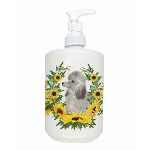 212 MAIN Grey Standard Poodle Themed Ceramic Soap Dispenser with Pump - Colorful Art, 7" Height, Ceramics Body, Indoor Bathroom and Kitchen Use