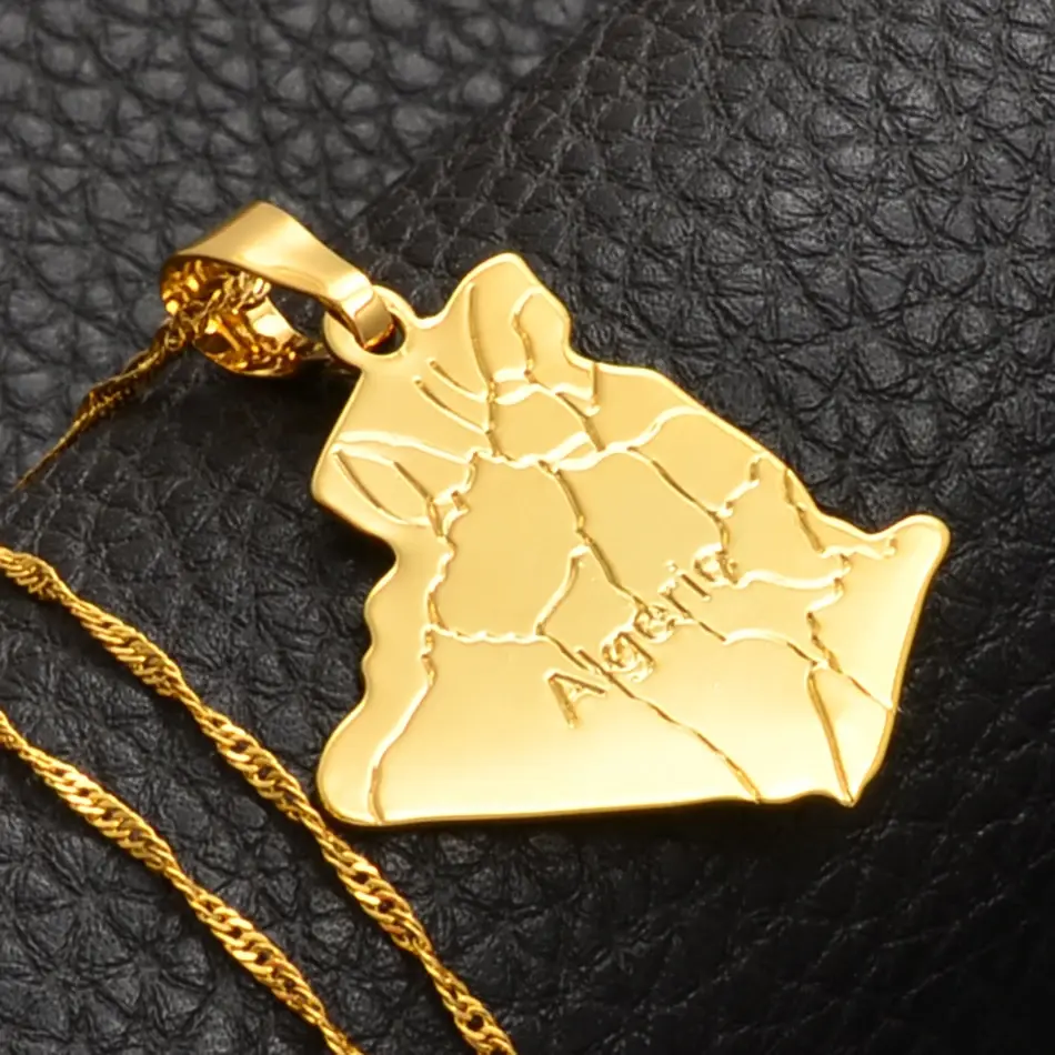 Algeria Map Necklace - Flag Pendant Gifts Pride Jewelry for Men and Women