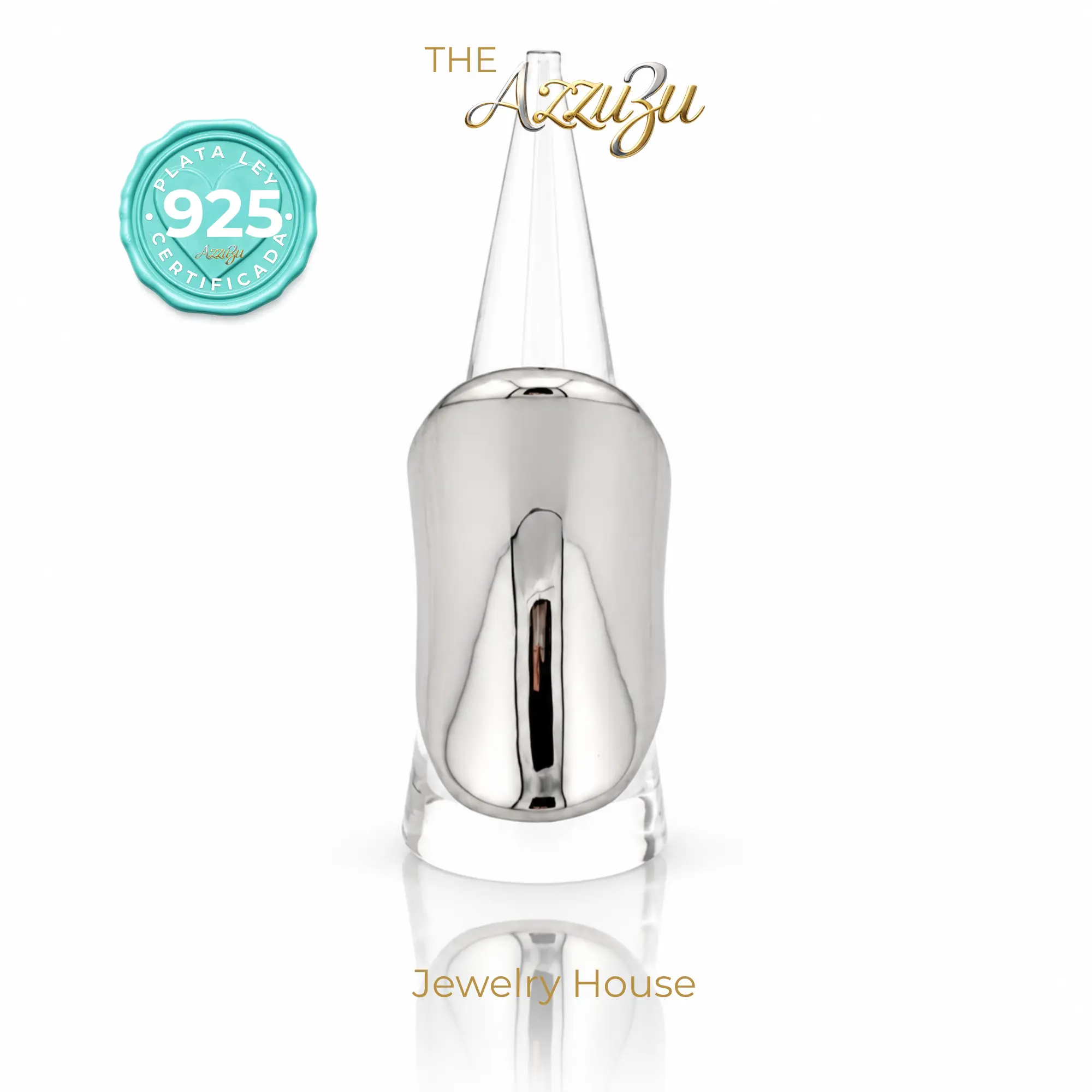 925 Sterling Silver Electroformed “Liquid Mirror Elongated” Ring