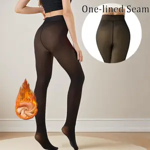 Women Fleece Lined Tights Sheer Warm Pantyhose Fake Translucent Winter Winter Basic Leggings Thick Semi,Winter Comfort Fleece Tights Available in Plus Size  Underwear Womenswear