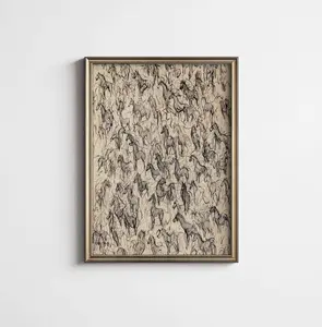 [No Frame] Wild Horses Sketch PRINTABLE Art Vintage Minimalist Equestrian Drawing