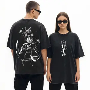 Demon Slayer Tengen Uzui Sound Hashira Vintage Washed Oversized Good Graphic Tee With Double Print For Casual Y2K Streetwear & Anime Fans