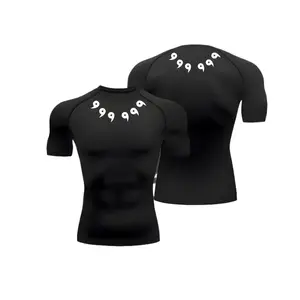 Anime Compression Shirt Men's Print Summer Short Sleeve Rash Guard Gym Workout T-Shirt Athletic Quick Dry Baselayer Undershirts