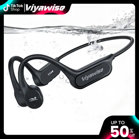 Viyawise B11 Chargeable Electronic Open-Ear Magnetic Bone Conduction Headphones - IP68 Waterproof, Bluetooth 6.0, 32GB Storage, 20kHz, Mic, Lightweight Stable Fit, Magnetic Charging, Batteries, Built for Swimming & Runs, MP3 Ready Wireless Audio Device