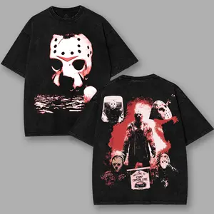 Friday The 13th Horror Movie 2025 Premium Acid Wash, Cotton T-Shirt, Friday The 13th Merch, 80s Horror T-shirt, Slasher Movie Apparel For Fans, Horror Movie Shirt, Horror Fan Gift