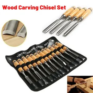 Professional Wood Carving Chisel Set - 12 Piece Sharp Woodworking Tools w/Carrying Case - Great for Beginners Gift，DIY Wood Carving Kit for Beginners