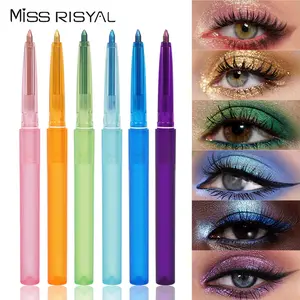 Multichrome Gel Eyeliner Pen Multi-Pack - 6-Color Waterproof Chameleon Cosmetic, Long-Lasting Neon Metallic Gel for Aesthetic Festival Makeup