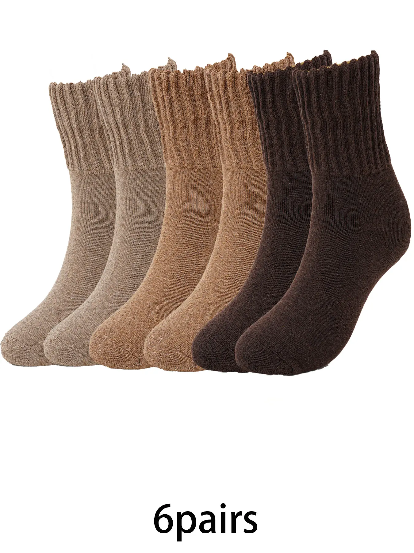 Women's Thick Fuzzy Knit Crew Socks, Soft Warm Winter Socks, Casual Style, 6 Pairs Pack, Fall & Winter Footwear, Casual Daily Socks