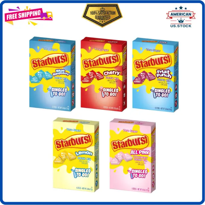 Starburst Singles To Go Drink Mix – 5 Boxes, 5 Fruity Flavors Variety Pack