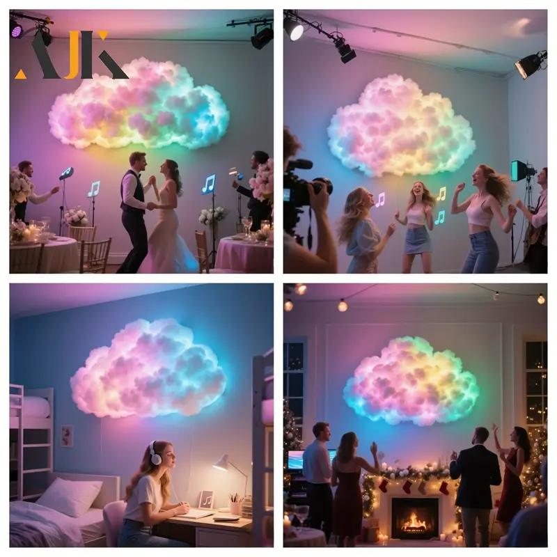 Intelligent 3D Cloud LED Light | Color Change&Music Synchronization | Christmas and Halloween Room Decoration | USB Powered Home DIY Fun