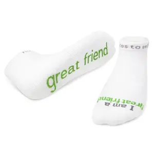 I am a great friend® white low-cut socks