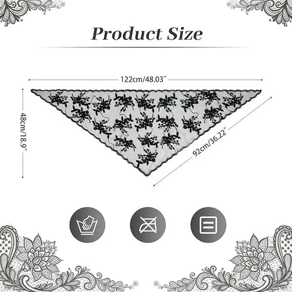2Pcs Triangle Veil Church Wedding Mass Mantilla Veils Head Covering Scarf | Triangle Scarf Veils For Wedding, Women Short Bride/Bridal Veil, Religious Christian Prayer Headscarf