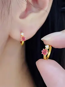 1 Pair Glamorous Cubic Zirconia Hoop Earrings Ear Hoops For Women For Wedding Engagement Anniversary Party Jewelry Valentine's Day Gift Fashion Earrings