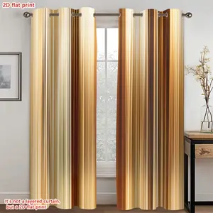 2D Flat, 2pcs, 2D flat print, semi-opaque semi-transparent perforated curtains, Modern minimalist striped curtain with vase beside windowUsed for home decoration in bedrooms, living rooms, kitchens, cafes, and study rooms., 2D Flat