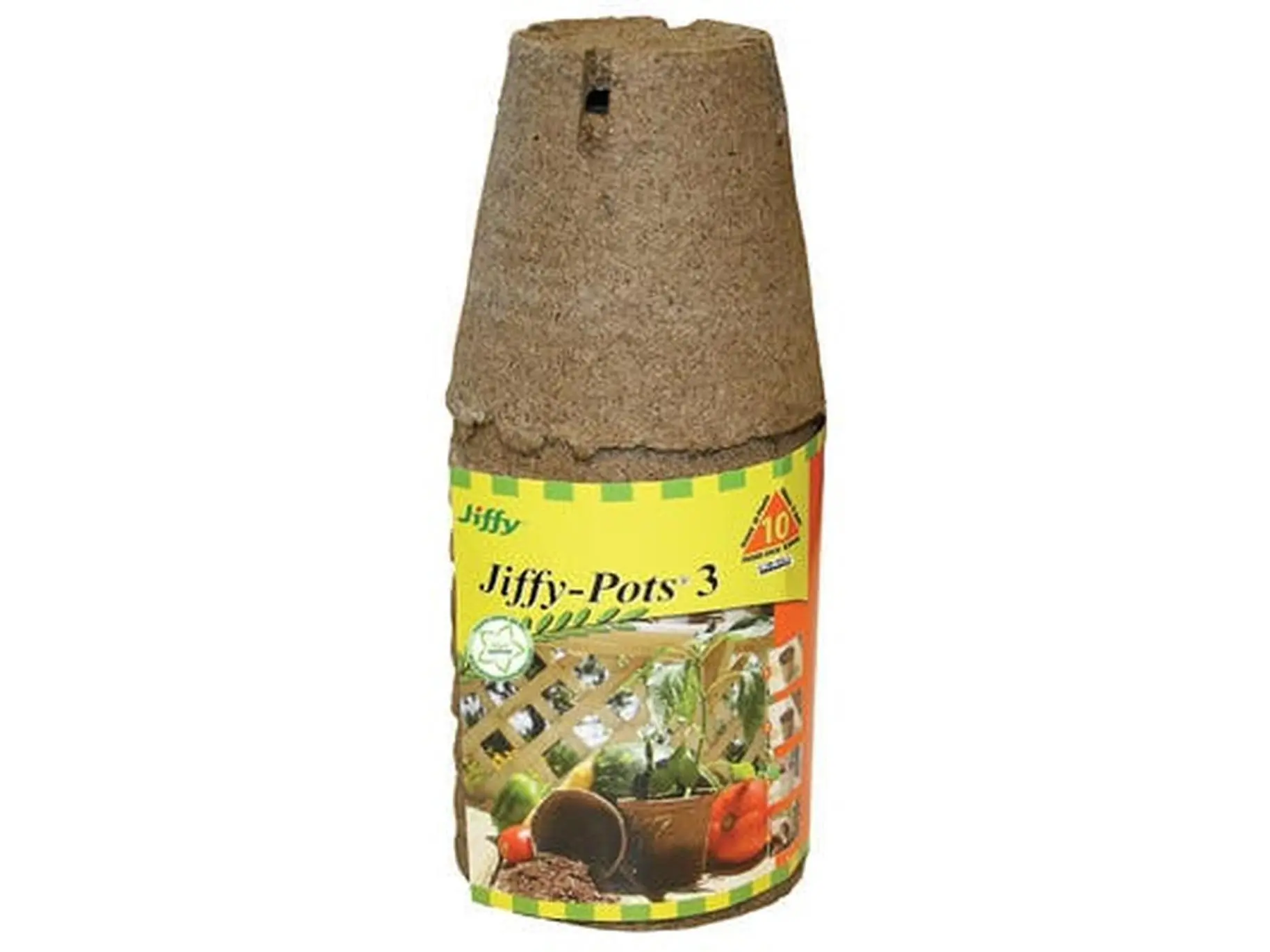 Plantation Products JP310 Compostable 3 in. Round Jiffy Pots, 10-Pack Bulk Pack for Garden Seed Starting, Greenhouse Use