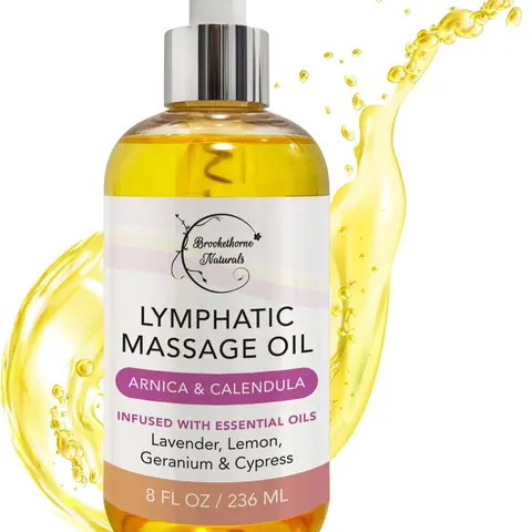 Brookethorne Naturals Lymphatic Massage Body Oil - 8oz Gentle Multi-Oil Blend with Premium Arnica Montana & Lavender, Moisturizing Beauty & Body Relief Therapy for Post-Surgery Recovery, Sensitive Skin, Moisturizing Body & Massage Oil, Multi-Oil Massage O