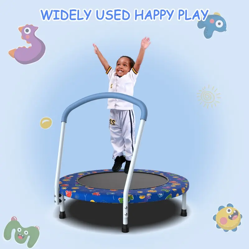 MERSCO SPORTS 36" Indoor Mini Trampoline for Kids Age 3+, Safety-Certified Model with Handle, Fun Printed Design for Jumping Sport, Recreational Trampoline, Mini Sized Products