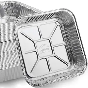55 Pack 8x8 Inch Square Disposable Aluminum Foil Baking Pans for Heating Prepping Food and Baking Cakes, Bottom Size 6.5x6.5
