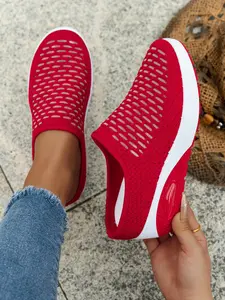 Women's Mesh Slip-On Backless Wedge Sneakers, Closed-Toe Casual Shoes for Daily Commute and Errands