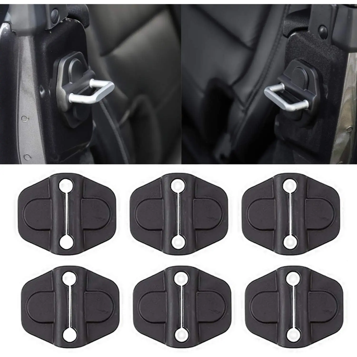 Door Lock Decoration Cover for 2018-2025   JL JLU 4XE Unlimited Sahara  Rubicon Gladiator JT Door Lock Cover Parts Accessories Black (4Door) (Pack of 6)