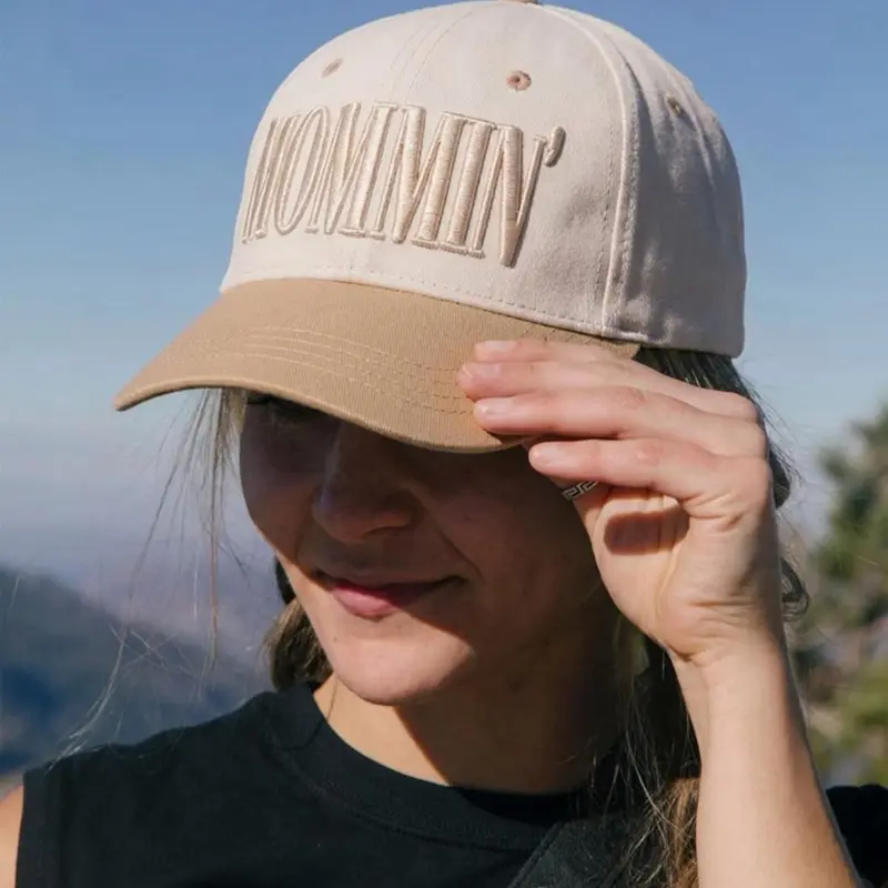 Women's Mommin Trucker Hat, Vintage 2-Tone Design with 3D Embroidery, New Mom Gift