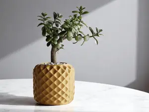 Modern Diamond Pineapple Planter - Round Indoor Plant Pot, Decorative Succulent Container for Home and Office Decor