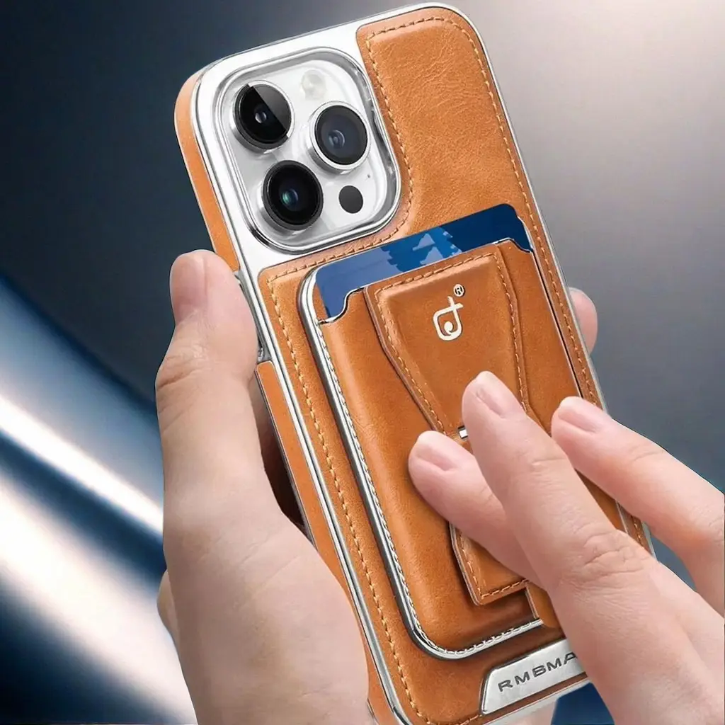 Suitable for iPhone 16/15/14/13/12 Not mental phone case card bag noly card magnetic suction creative men's leather case