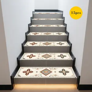15pcs Anti-Slip Stair Treads, Home Wear-Resistant, Stair Carpet Protectors & Home Decor. Indoor Room Essentials, Bedside Additions. for Living Room, Bedroom, Sunroom, Outdoor Stairs, Hardwood Or Hard Surfaces. Easy to Clean And Machine Washable