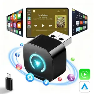2025 Ultimate Portable Car Play Adapter,Apple CarPlay & Android Auto Compatible, Upgraded Wireless Car Play Adapter,USB-A & USB-C Compatible,Fast Connection,No Latency,Hands-Free Call wireless adapter
