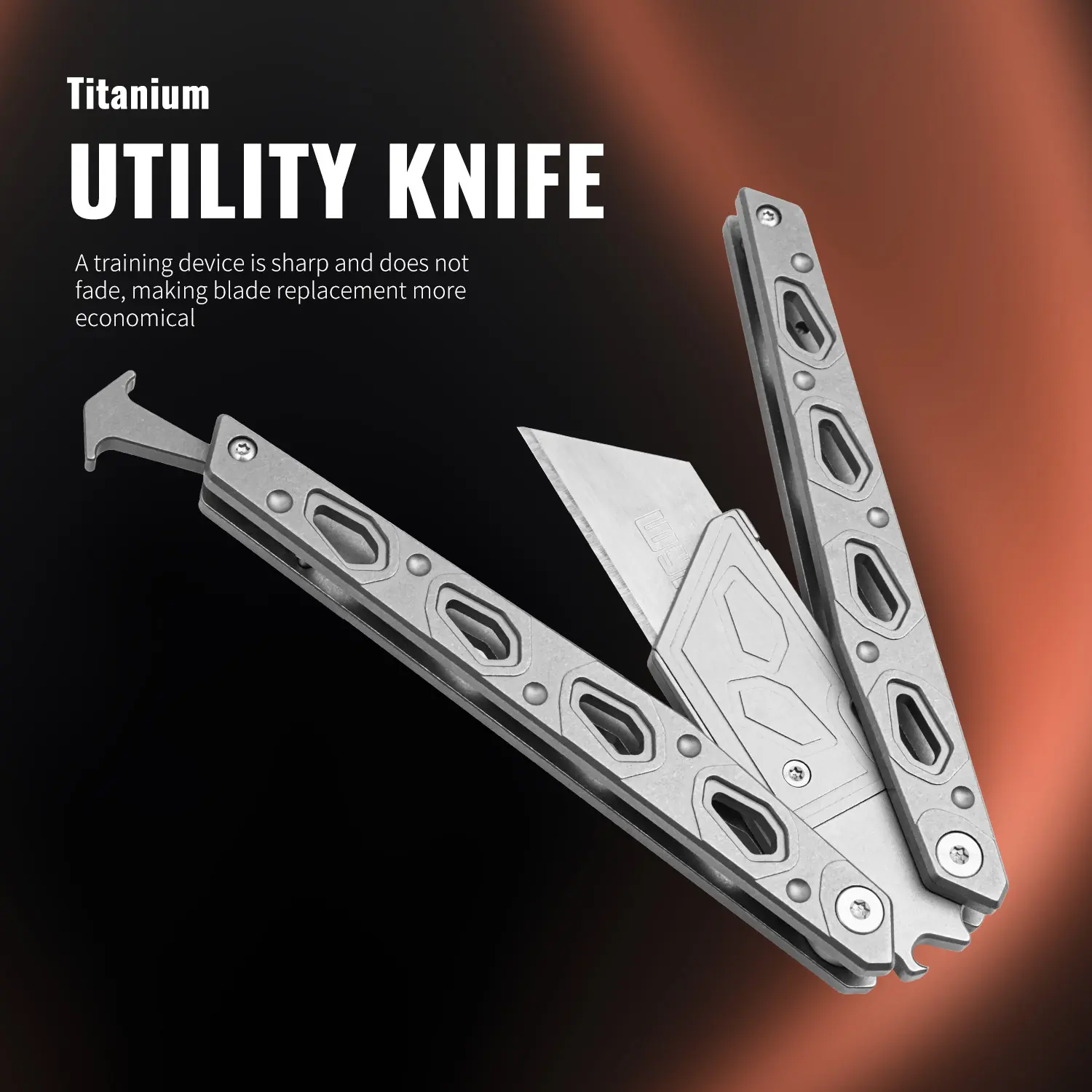 TGZUO Titanium Alloy Butterfly Trainer - Portable Multi Tool, Men's EDC Item, Removable Blade, Manual Cutter, Bottle Opener, Outdoor Folding Knife, Novice Gear, Men's Edc Items