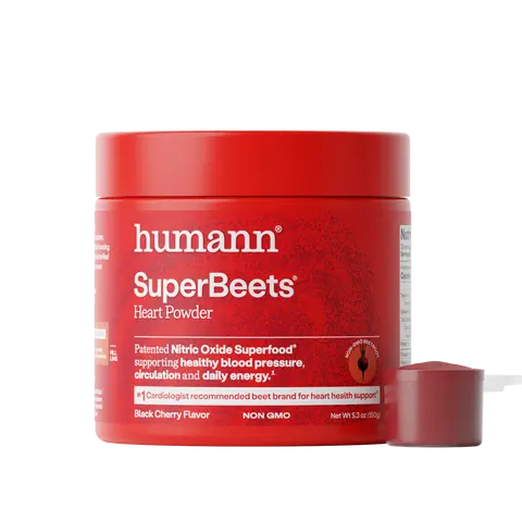 humann SuperBeets Heart Powder - Nitric Oxide Supplement for Heart Health and Energy, Black Cherry Flavor, 30 Servings Dietary Circulation