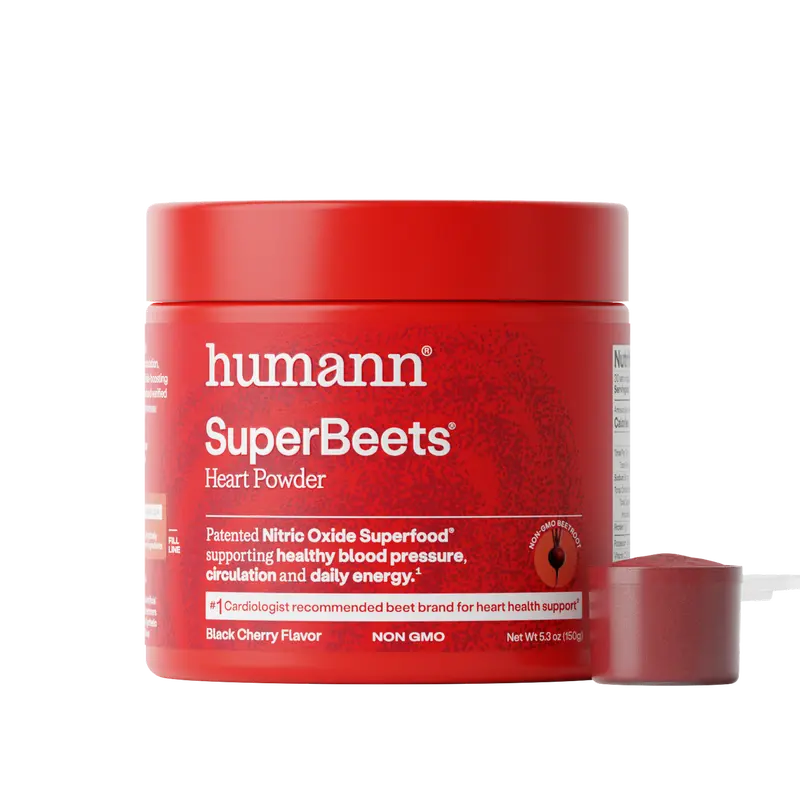 humann SuperBeets Heart Powder - Nitric Oxide Supplement for Heart Health and Energy, Black Cherry Flavor, 30 Servings Dietary Circulation