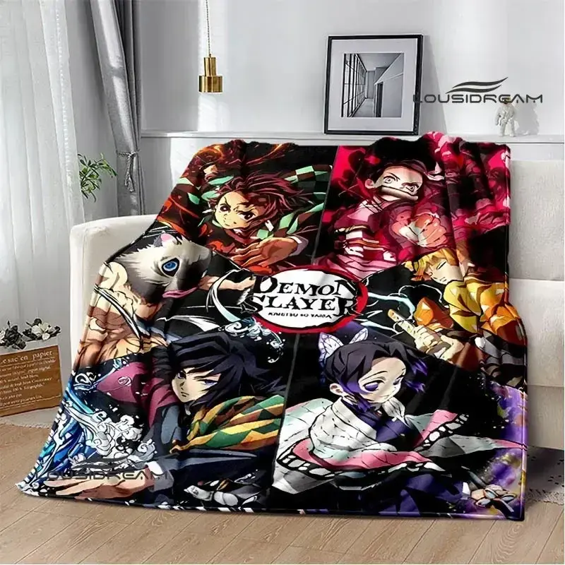 Demon Slayer Printed Flannel Throw Blanket - Decorative Giftable, Soft Fluffy, Wrinkle Resistant, Ultra Warm for Kids, Sofa Bedroom Decor, Travel Camping Gifts for Fans, Decorative Giftable Blankets