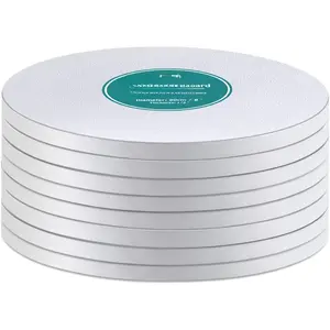 White Cake Drums Round 12 Inch Cake Boards with 1/2-Inch Thick Smooth Edges for Multi Tiered Birthday Wedding Party Cakes Drum Board