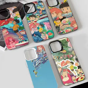 Unique Artistic Design Phone Case Fashion Anime P-ponyo Cute Phone Case Phone Case IMD Color Silver Shell for IPhone 17 16 15 14 13 12 11 Pro Max Plus Air Protective Drop-proof Retro Stylish Christmas