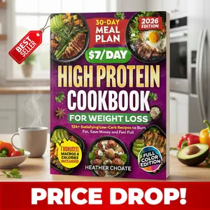 The $7/Day High Protein Cookbook for Weight Loss, 124 Easy Low Carb Recipes with 30 Day Meal Plan, Budget Friendly High Protein Meals to Burn Fat Naturally, Boost Metabolism, Stay Full and Eat Healthy Without Stress