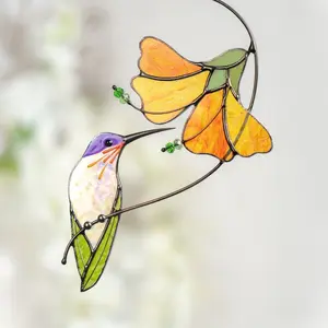 Hummingbird Acrylic sun catcher Grandma gifts Flower Acrylic window hangings Gift for dad