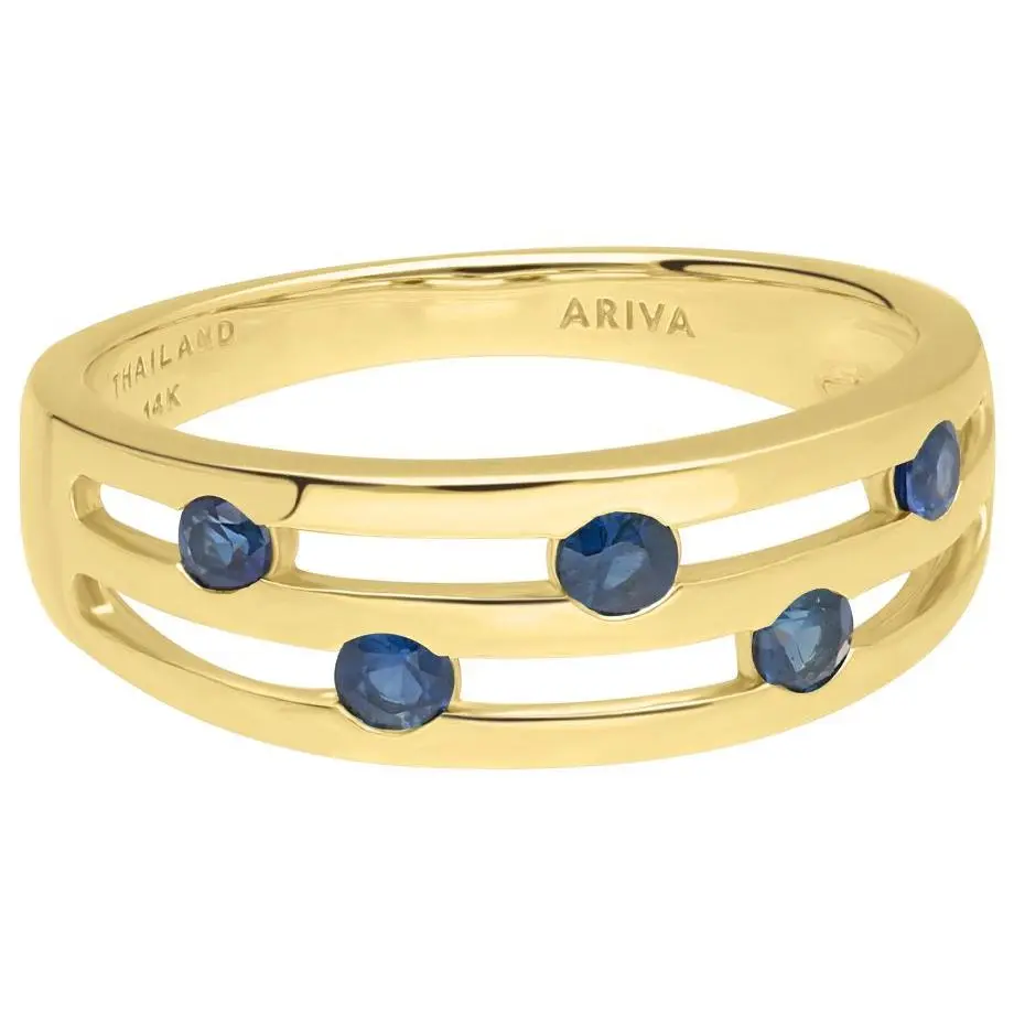 Ariva 14K Gold Open Gemstone Band Ring
