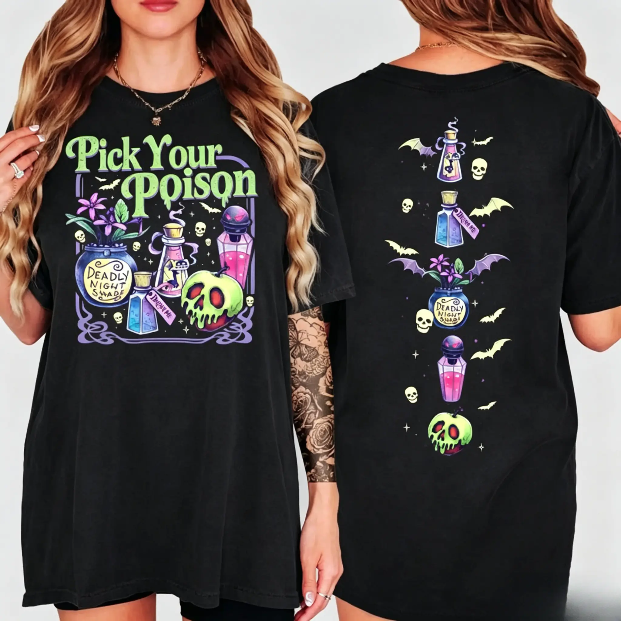 Pick Your Poison 2 Sides T-Shirt, Retro Halloween Shirt, Vintage Oh Right That Poison Sweatshirt, Llama Poison For Kuzco, Spooky Season Gift