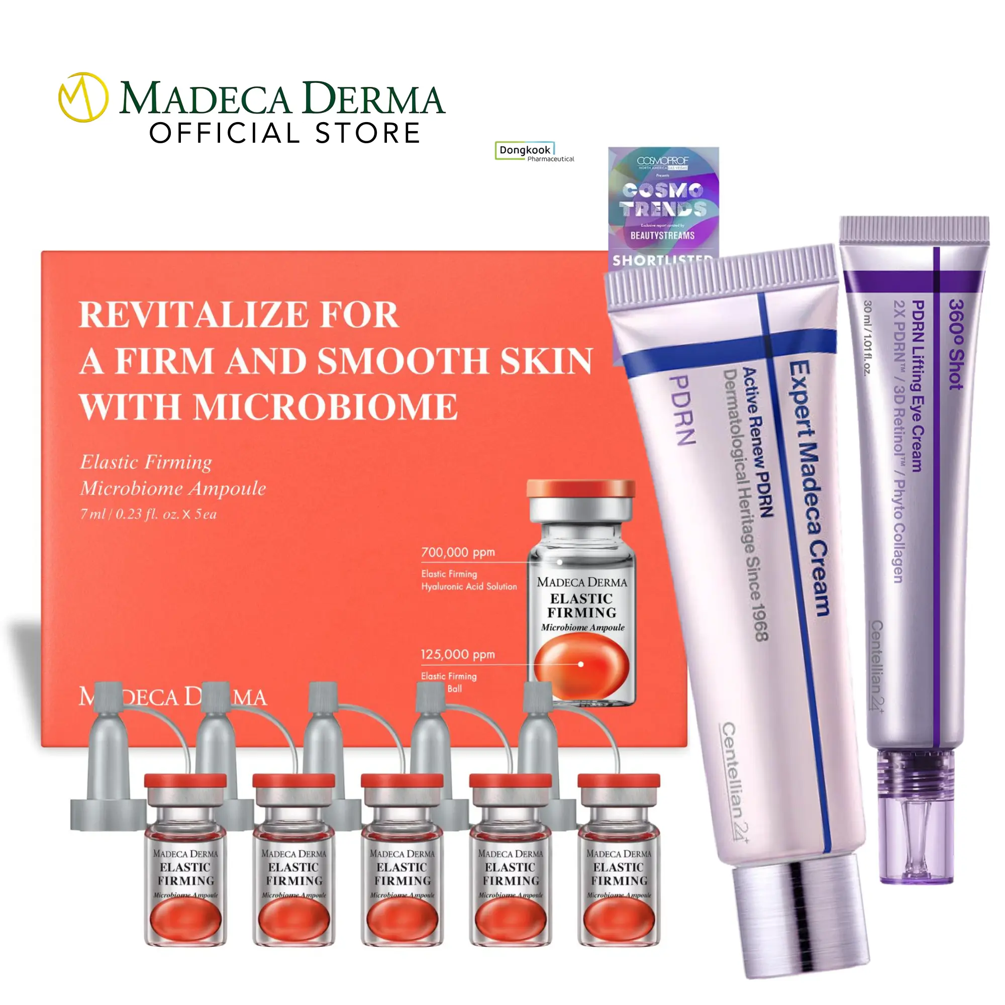 PDRN Elastic Firming Anti-Aging Bundle | PDRN Expert Madeca Cream + PDRN Lifting Eye Cream + Elastic Microbiome Ampoule