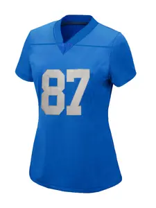 Women's Detroit #87 Embroidered Football Jersey,Sporty Loose-Fit Breathable Stitched Rugby Shirt Short Sleeve T-Shirt, V Neck Pullover, Breathable Athletic Top for Outdoor Sports & Casual Wear