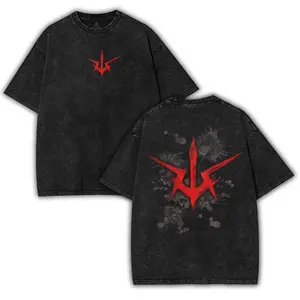 Code Geass Lelouch Printed T-shirt, Washed Cotton Top, Classic Unisex Streetwear, Loose Heavyweight Cotton Men's Short Sleeve, Graphic Tee Gift for Anime Fans