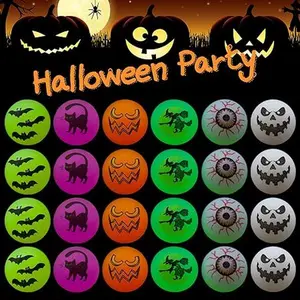 24Pcs Halloween Bouncy Balls,Glow in The Dark Bouncing Balls for Kids Halloween Party Favors Non-Candy Halloween Treats Halloween Giveaways Classroom Rewards